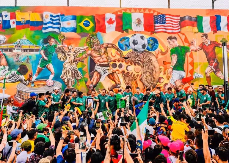 Portada de El mural mundialista de México que rompió un Récord Guinness